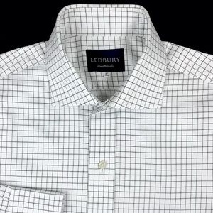Ledbury Mens White Tattersall Check Button Front